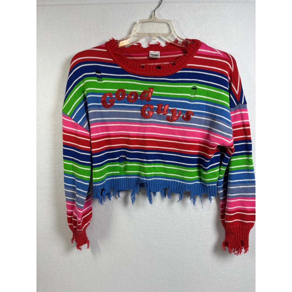 Chucky Good Guys Sweater Adult M Spirit Halloween Distressed Striped Childs Play